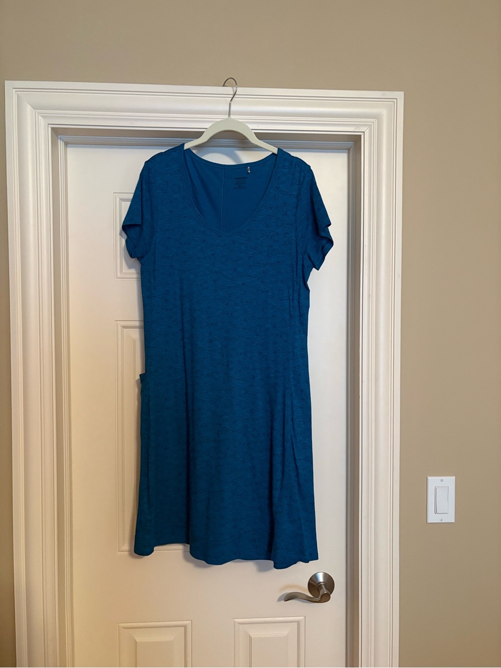Toad&Co Blue V-Neck Short Sleeve Dress with Pockets